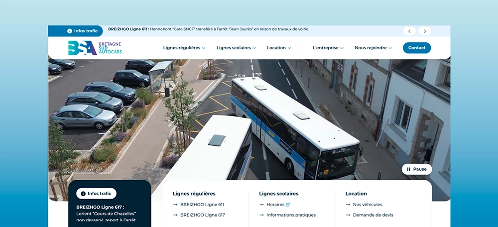 Refonte du site internet de Bretagne Sud Autocars - Agence web Azelty située à Vannes
