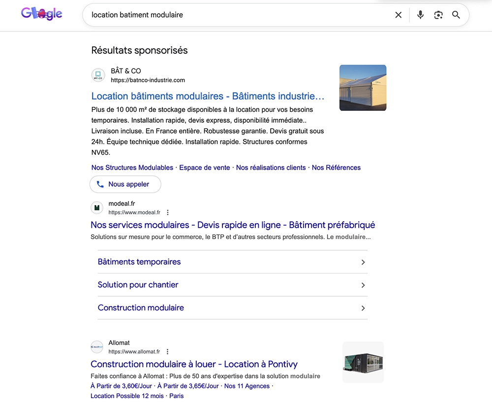 résultat campagne Search pour bat&co