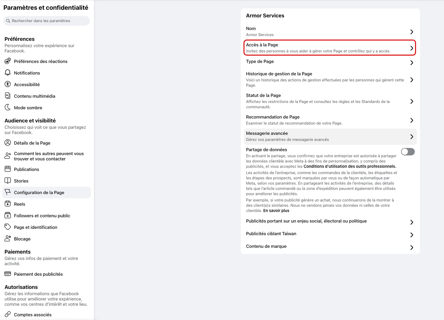 4 - accès à la page - ajouter un administrateur a une page facebook